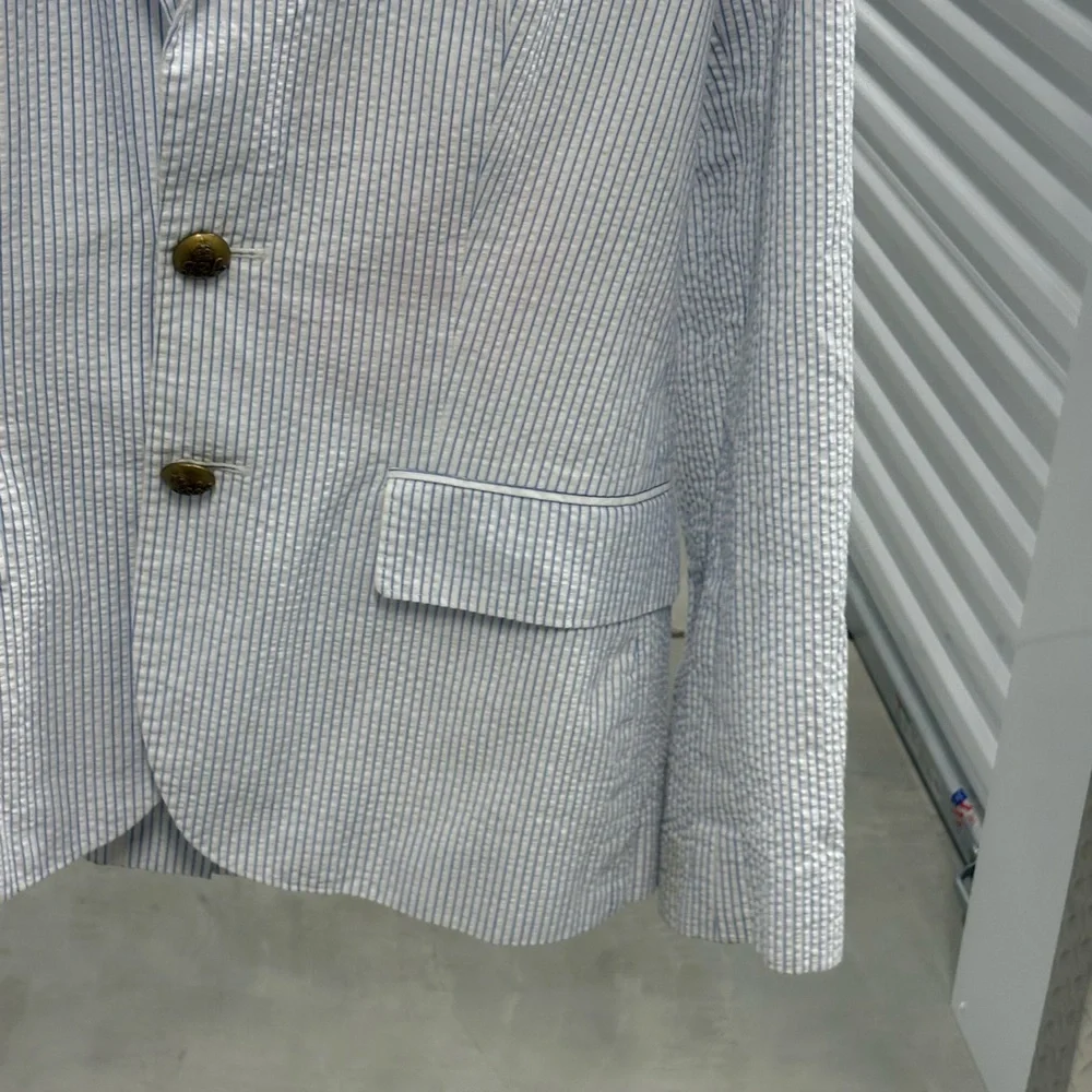 Polo by Ralph Lauren Women’s White and Blue Seersucker Striped Blazer - Picture 5 of 10